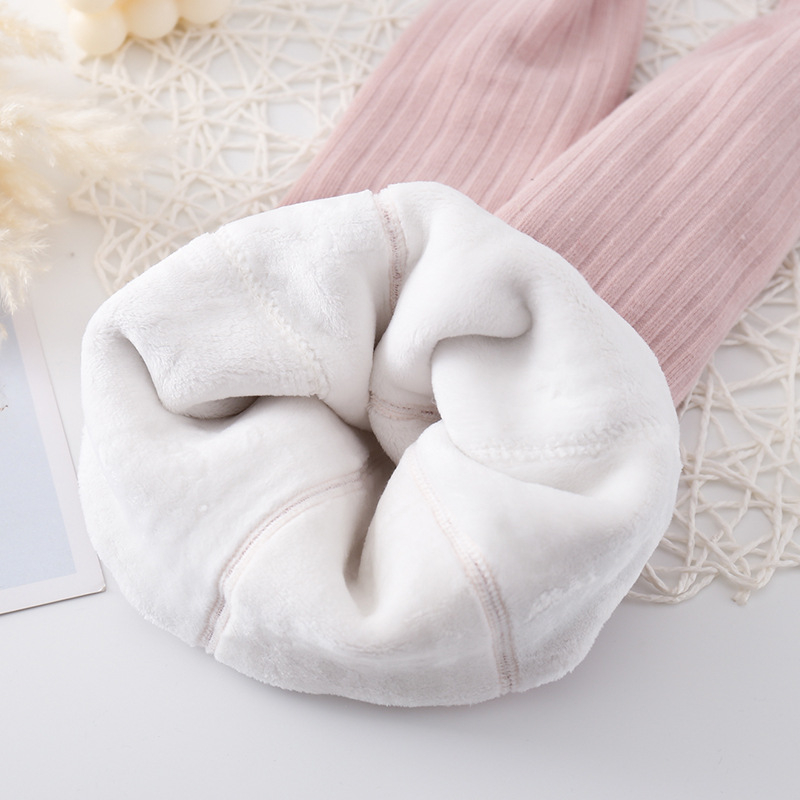 Colanți pentru fete, căptușiți cu fleece, îngroșați, din catifea de lapte pentru bebeluși, toamna și iarna 2024, culoare solidă, ultra-groși