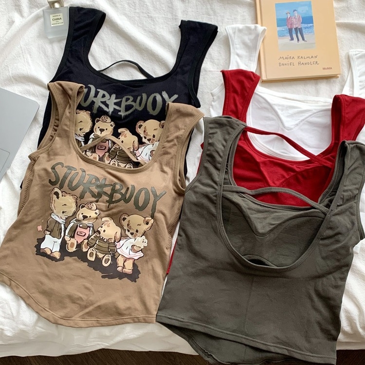 Bluză scurtă fără mâneci pentru femei, vara anului 2023, cu imprimeu elegant, cu fund scurt, American hot girl, la modă