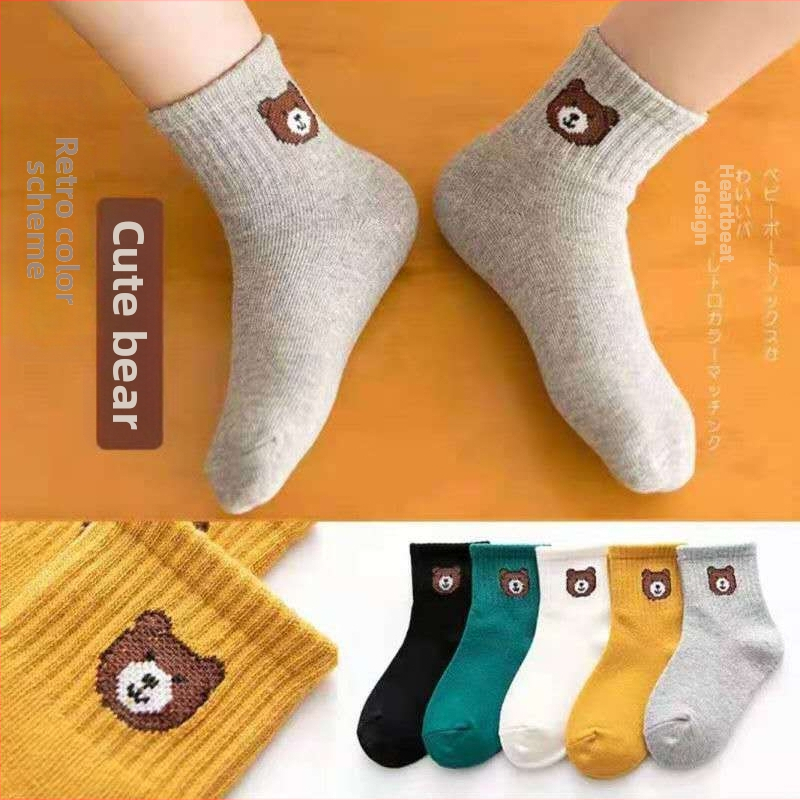 Bērnu zeķes Pavasara un rudens vidēja garuma zeķes Zēnu un meiteņu kokvilnas zeķes Korejiešu sporta zeķes jauniem skolēniem