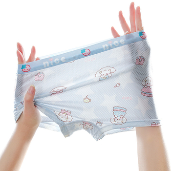 Vaikiški apatiniai mergaitėms. A klasės ledo šilko vasarinės plonos 7A antibakterinės animacinių filmukų rašto kūdikiams skirtos moteriškos bokseriai.