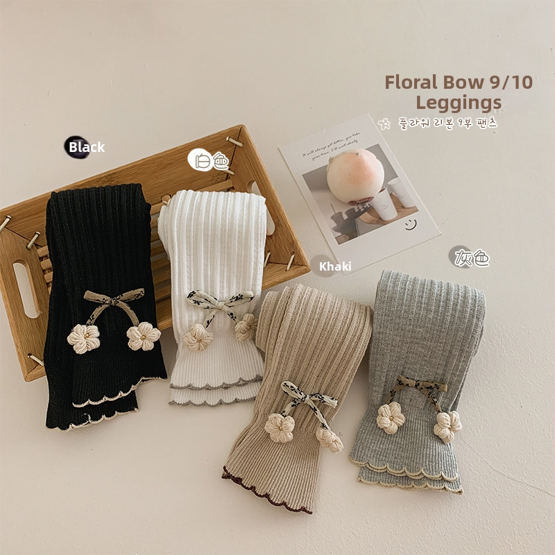Детски клинове, пролетни и есенни чорапогащи за момичета с панделка, връхни дрехи, големи pp бебешки чорапи, тънки панталони на едро