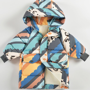 Jauna bērnu kokvilnas jaka vidēja garuma korejiešu stila mazuļu mīlīga bieza kokvilnas jaka zēniem un meitenēm