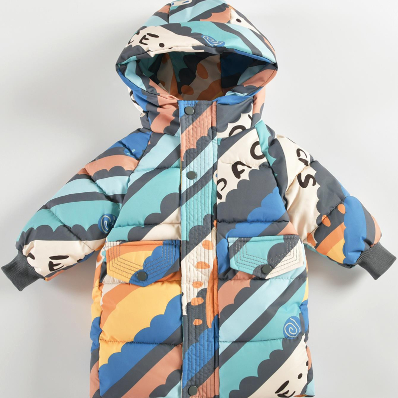 Jauna bērnu kokvilnas jaka vidēja garuma korejiešu stila mazuļu mīlīga bieza kokvilnas jaka zēniem un meitenēm