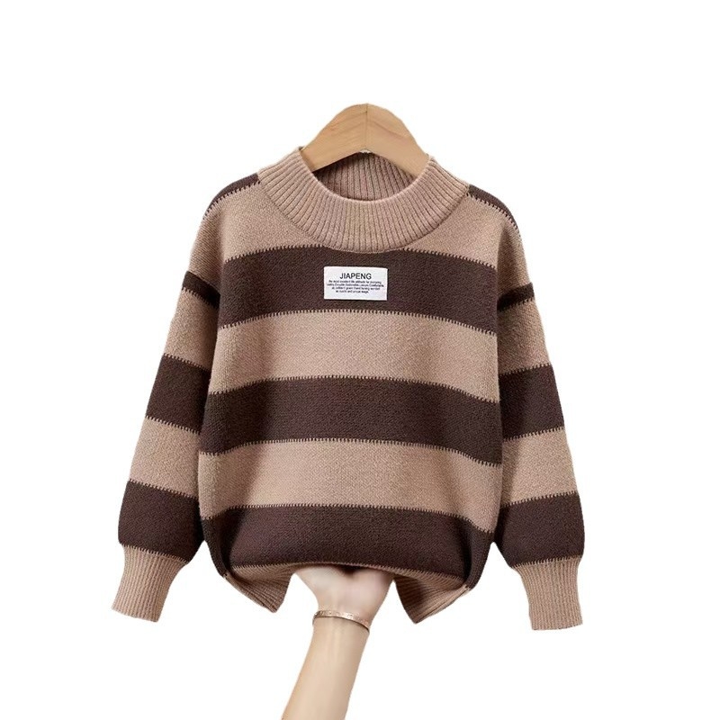 Πουλόβερ για αγόρια Φθινόπωρο και Χειμώνας 2024 Ζεστό πουλόβερ με παχύρρευστο κορεάτικο όμορφο πλεκτό πουλόβερ, βασικό πουκάμισο για αγόρια για παιδιά