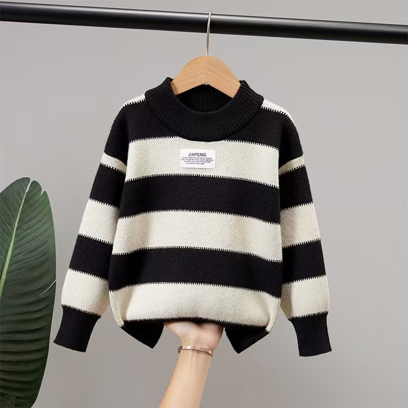 Πουλόβερ για αγόρια Φθινόπωρο και Χειμώνας 2024 Ζεστό πουλόβερ με παχύρρευστο κορεάτικο όμορφο πλεκτό πουλόβερ, βασικό πουκάμισο για αγόρια για παιδιά