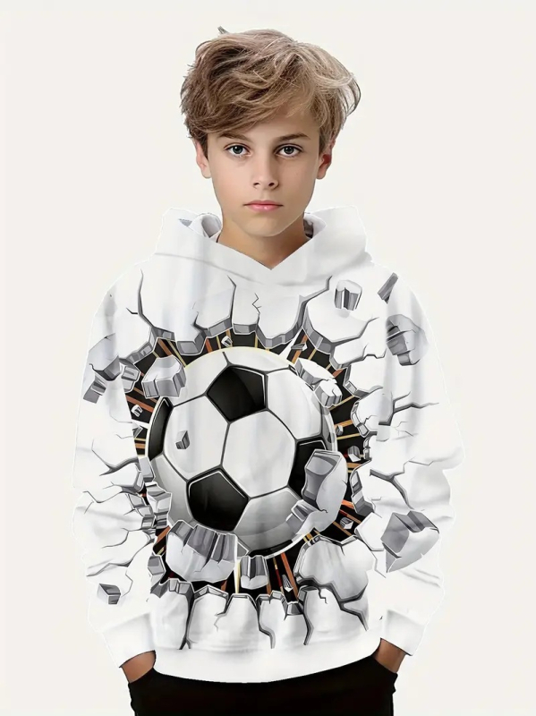 Моден футболен 3D принтиран детски суичър с дълъг ръкав за момче, тема Hiyin Cross Border Keep Fashion, удобен детски пуловер