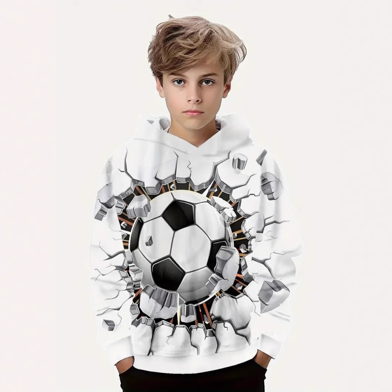 Моден футболен 3D принтиран детски суичър с дълъг ръкав за момче, тема Hiyin Cross Border Keep Fashion, удобен детски пуловер