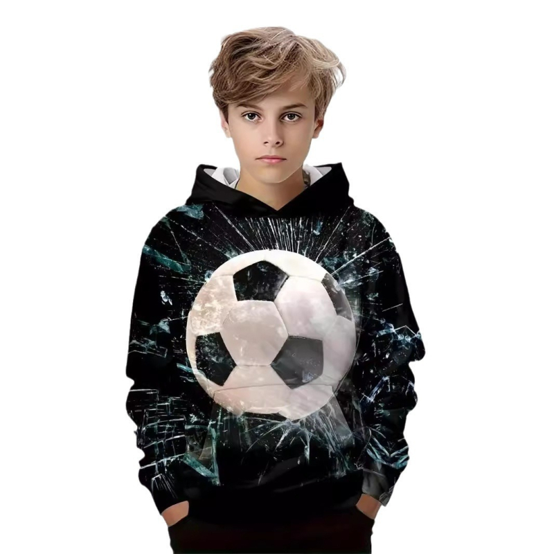 Моден футболен 3D принтиран детски суичър с дълъг ръкав за момче, тема Hiyin Cross Border Keep Fashion, удобен детски пуловер