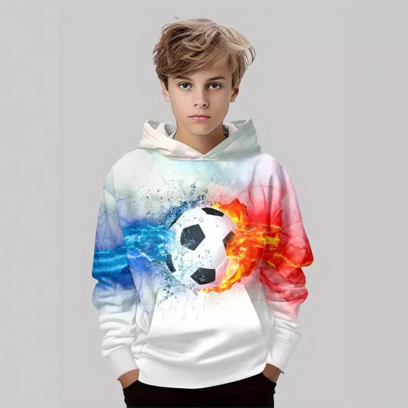 Моден футболен 3D принтиран детски суичър с дълъг ръкав за момче, тема Hiyin Cross Border Keep Fashion, удобен детски пуловер