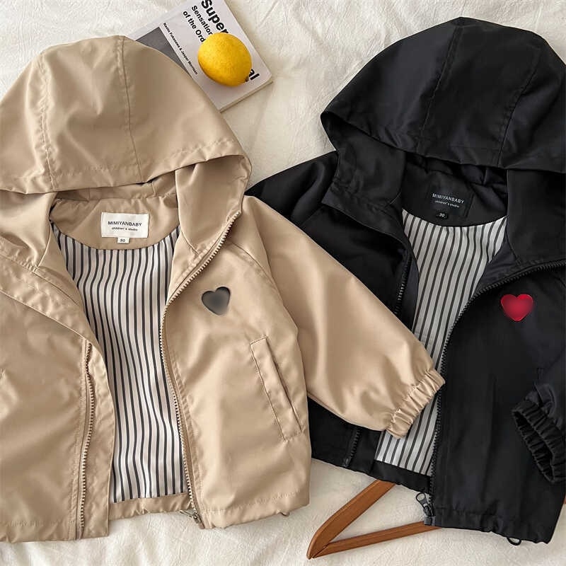 Dječji kaput, jesenski kaput u korejskom stilu za dječake, elegantno izvezen, kaput s reverom, kratka majica s patentnim zatvaračem za bebe