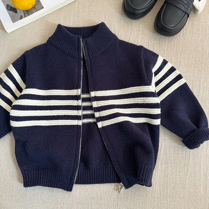 Dječji kaput, jesenski kaput u korejskom stilu za dječake, elegantno izvezen, kaput s reverom, kratka majica s patentnim zatvaračem za bebe