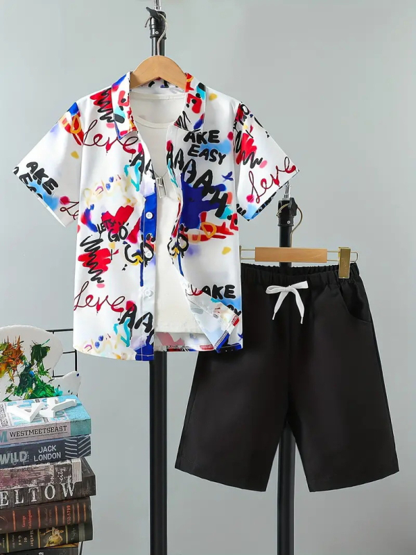 Tüdrukute revääriga lühikeste varrukatega särkülikond 2024 uus kevad- ja sügisene lääne stiilis suurtele lastele mõeldud kaheosaline ülikond RD02 RG01