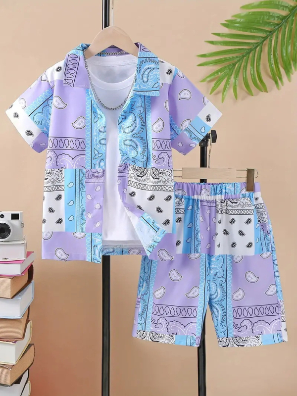 Tüdrukute revääriga lühikeste varrukatega särkülikond 2024 uus kevad- ja sügisene lääne stiilis suurtele lastele mõeldud kaheosaline ülikond RD02 RG01