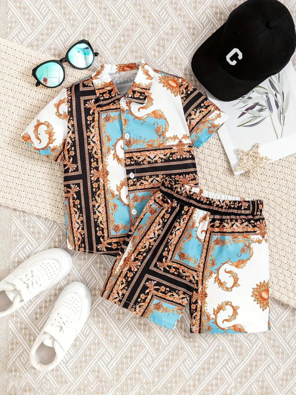 Tüdrukute revääriga lühikeste varrukatega särkülikond 2024 uus kevad- ja sügisene lääne stiilis suurtele lastele mõeldud kaheosaline ülikond RD02 RG01