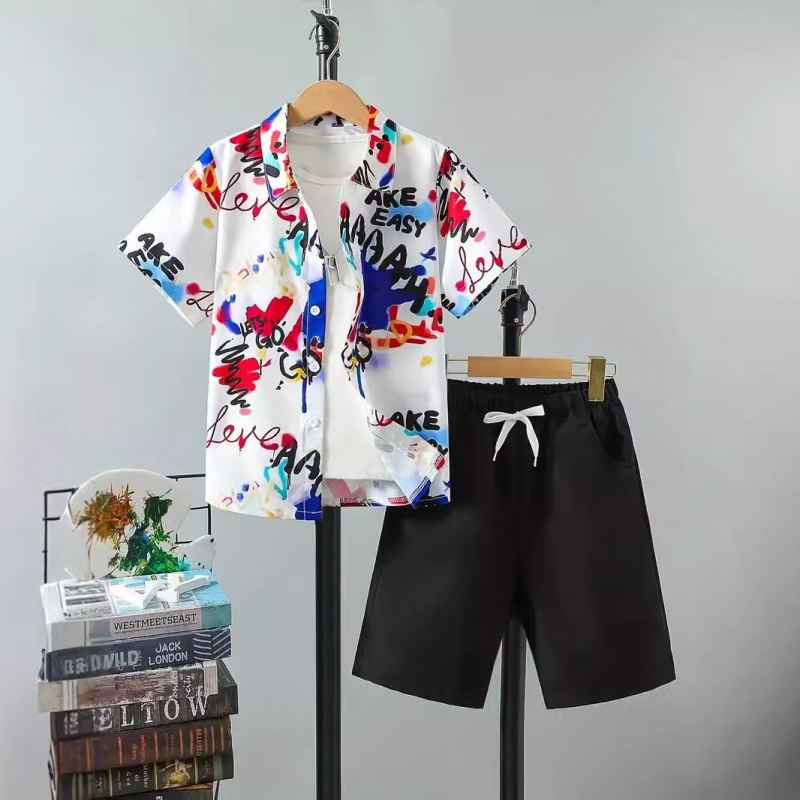 Tüdrukute revääriga lühikeste varrukatega särkülikond 2024 uus kevad- ja sügisene lääne stiilis suurtele lastele mõeldud kaheosaline ülikond RD02 RG01