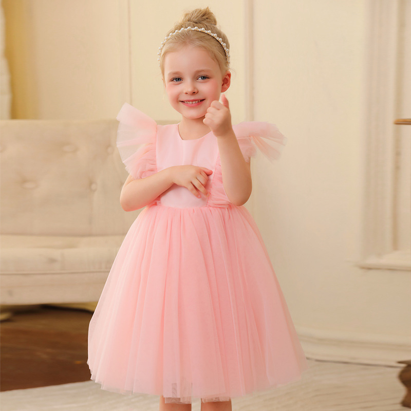 2024 m. užsienio prekybos nauja mergaičių suknelė, lengva prabangi nišinė šeimininko vaikiška vestuvinė suknelė, spektaklio suknelė mažos mergaitės princesės suknelė