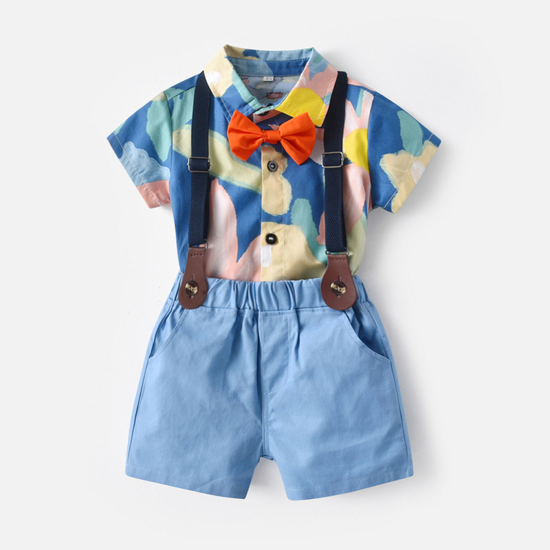 Oblečenie pre bratov a sestry, export, jarné a letné nové detské oblečenie, chlapčenské šortky s krátkym rukávom, podväzkový oblek, dievčenské kvetinové sukne, veľkoobchod