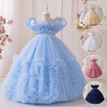 Nauja, tarpvalstybinė, vaikiška suknelė be rankovių, ilga, princesės stiliaus suknelė, vakarėlio suknelė, tinklinio audinio, gėlėto tiulio rašto suknelė