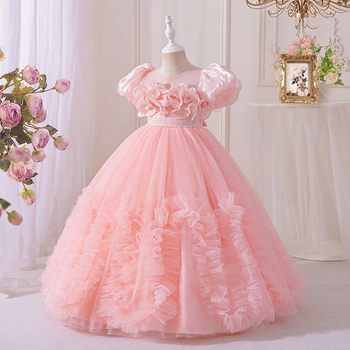 Nauja, tarpvalstybinė, vaikiška suknelė be rankovių, ilga, princesės stiliaus suknelė, vakarėlio suknelė, tinklinio audinio, gėlėto tiulio rašto suknelė