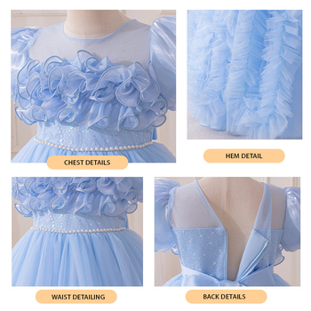 Nauja, tarpvalstybinė, vaikiška suknelė be rankovių, ilga, princesės stiliaus suknelė, vakarėlio suknelė, tinklinio audinio, gėlėto tiulio rašto suknelė