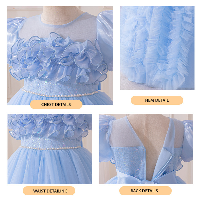 Nauja, tarpvalstybinė, vaikiška suknelė be rankovių, ilga, princesės stiliaus suknelė, vakarėlio suknelė, tinklinio audinio, gėlėto tiulio rašto suknelė