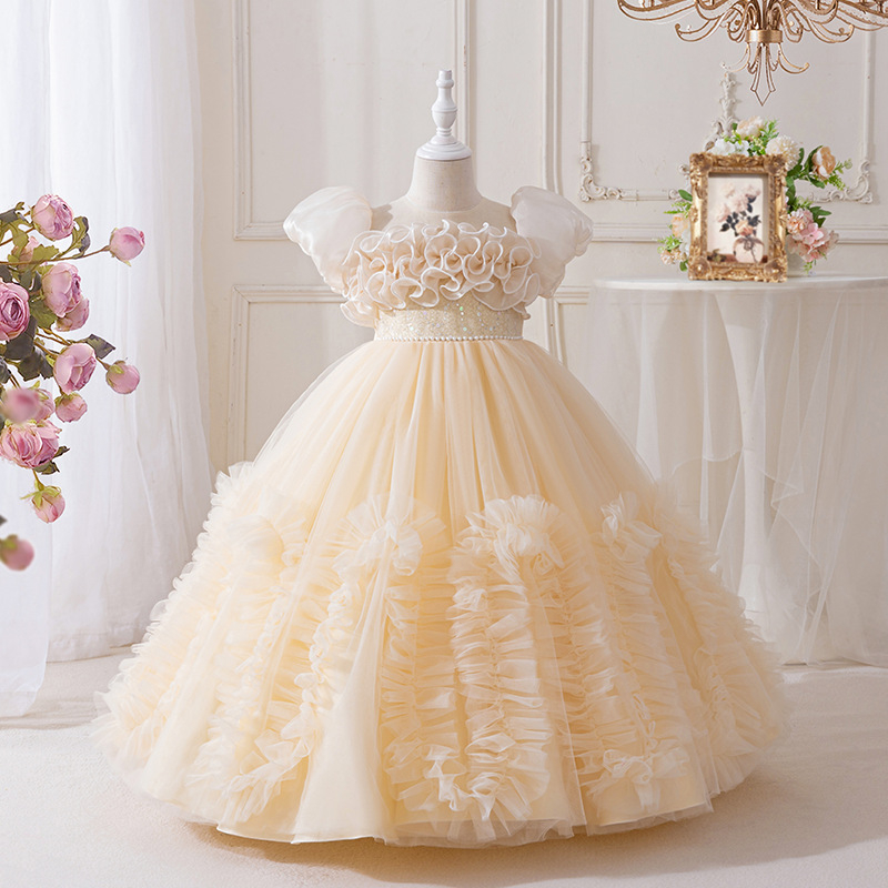 Nauja, tarpvalstybinė, vaikiška suknelė be rankovių, ilga, princesės stiliaus suknelė, vakarėlio suknelė, tinklinio audinio, gėlėto tiulio rašto suknelė