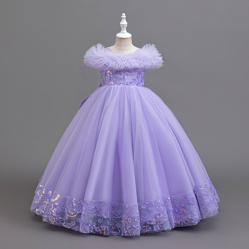 Nauja, tarpvalstybinė, vaikiška suknelė be rankovių, ilga, princesės stiliaus suknelė, vakarėlio suknelė, tinklinio audinio, gėlėto tiulio rašto suknelė