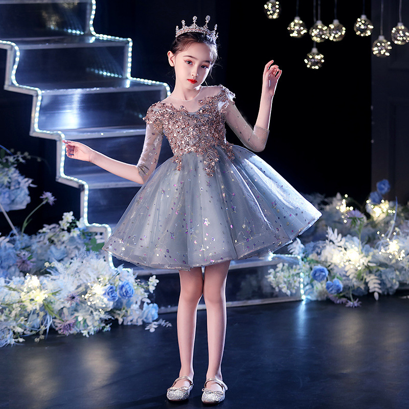 Laste kleit Printsessi kleit Catwalk klaverietenduse kleit Lilleneiu Väikese printsessi õhtukleit