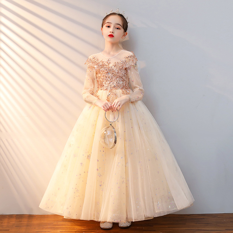 Laste kleit Printsessi kleit Catwalk klaverietenduse kleit Lilleneiu Väikese printsessi õhtukleit