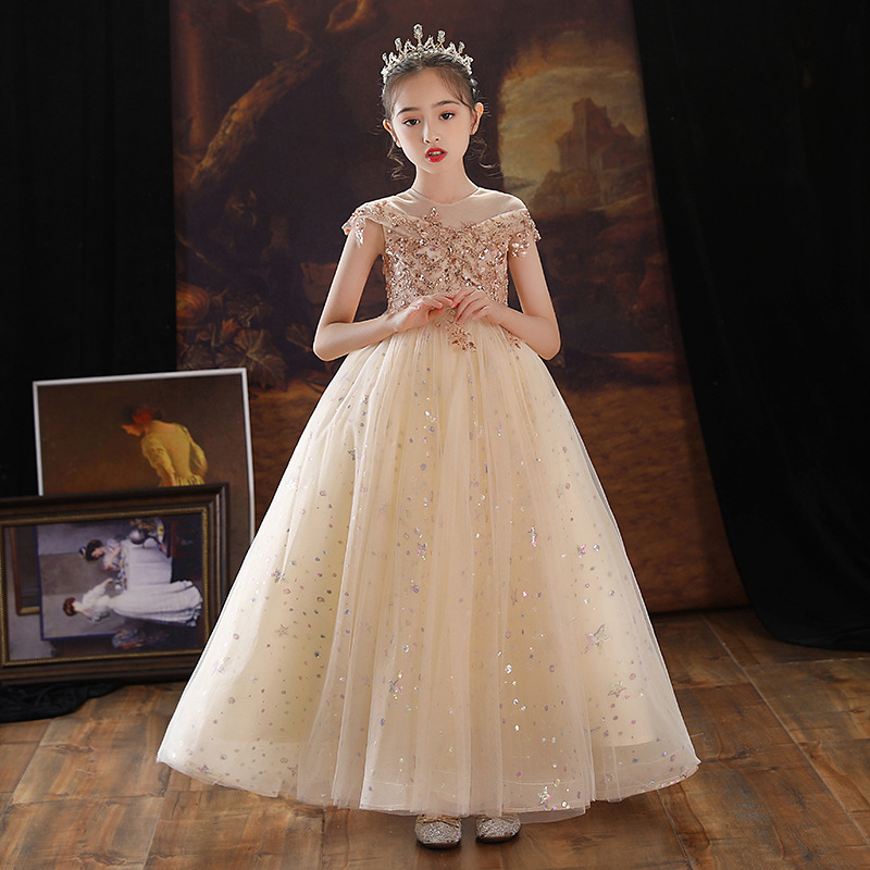 Laste kleit Printsessi kleit Catwalk klaverietenduse kleit Lilleneiu Väikese printsessi õhtukleit