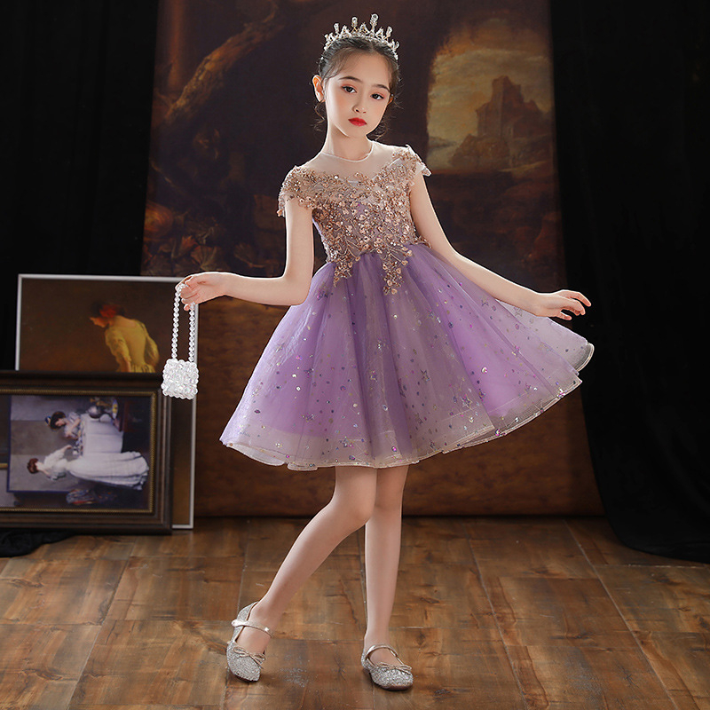 Laste kleit Printsessi kleit Catwalk klaverietenduse kleit Lilleneiu Väikese printsessi õhtukleit