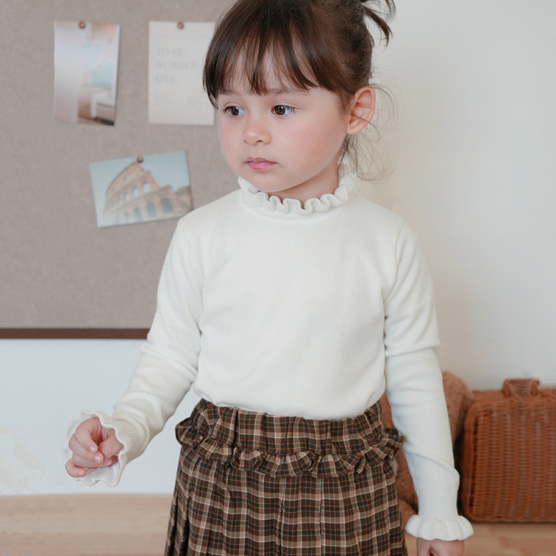 2024. aasta sügis- ja talvine kõrge kaelusega kampsun tüdrukutele, puidust kõrvadega pullover-aluskampsun, laste kampsun, soe hulgimüük