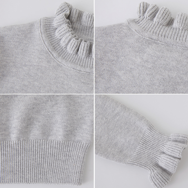 2024. aasta sügis- ja talvine kõrge kaelusega kampsun tüdrukutele, puidust kõrvadega pullover-aluskampsun, laste kampsun, soe hulgimüük