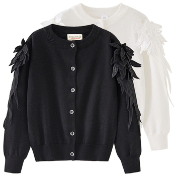 Proljetni i jesenski pleteni kardigan za djevojčice s krilima iz 2025., pamučni, internetski, slavni, modni dječji džemper, kardigan, dropshipping