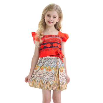 Väliskaubanduse uued suvised laste riided Moana Cos kleit tüdrukute printsessikleit punane laste kostüüm