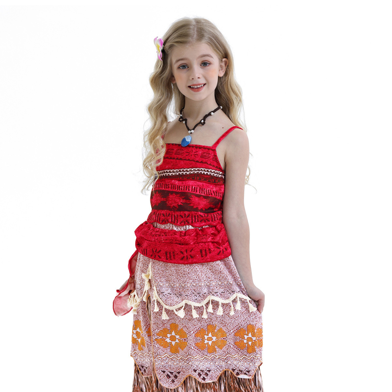 Väliskaubanduse uued suvised laste riided Moana Cos kleit tüdrukute printsessikleit punane laste kostüüm
