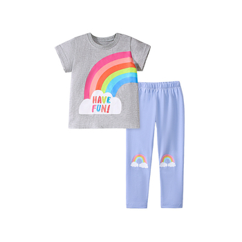 Μικρή μαέστρινα κοστούμι για κορίτσια από όλο τον κόσμο, καλοκαιρινά χαριτωμένα κορίτσια ουράνιου τόξου, δύο τεμαχίων, ευρωπαϊκά και αμερικανικά παιδικά ρούχα χονδρικής