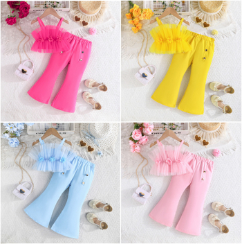 Ljetne hlače s remenčićima, jednobojnim ružičastim topom i mrežastim rogovima, modno odijelo, europske i američke eksplozije, vruće prodavane