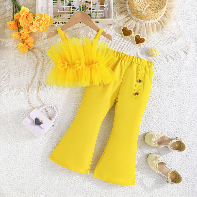 Letné nohavice s remienkom a jednofarebným ružovým topom z horn sieťoviny 2025, módny oblek, európske a americké výbuchy, horúci predaj