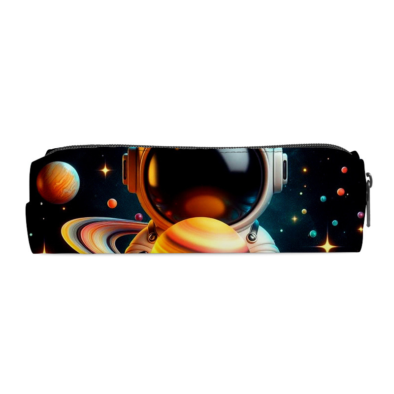 Naujas animacinio kosmoso piktadario cilindrinis pieštukų maišelis iš poliesterio, paprasto stiliaus, aukštos kokybės, didelės talpos vaikiškas raštinės reikmenų krepšys