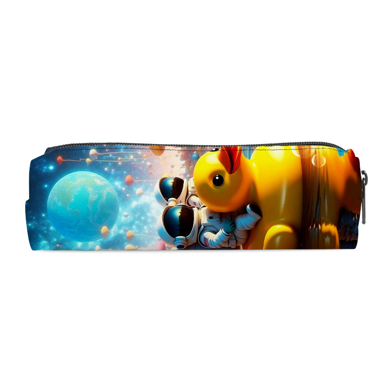Naujas animacinio kosmoso piktadario cilindrinis pieštukų maišelis iš poliesterio, paprasto stiliaus, aukštos kokybės, didelės talpos vaikiškas raštinės reikmenų krepšys