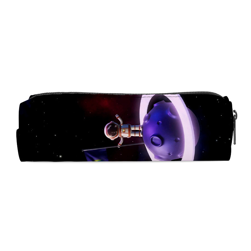 Naujas animacinio kosmoso piktadario cilindrinis pieštukų maišelis iš poliesterio, paprasto stiliaus, aukštos kokybės, didelės talpos vaikiškas raštinės reikmenų krepšys