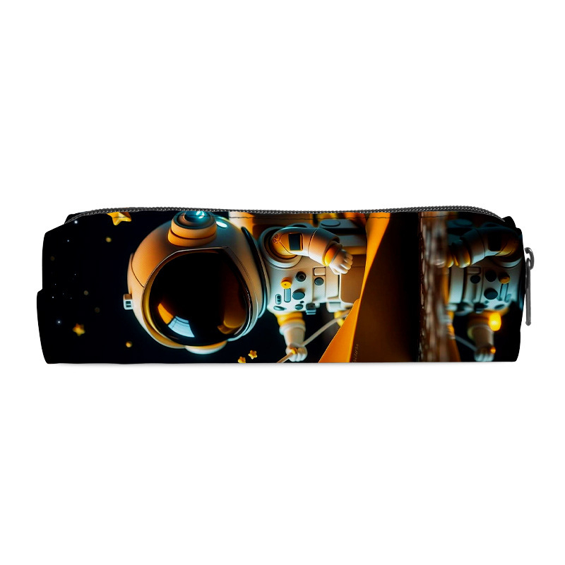 Naujas animacinio kosmoso piktadario cilindrinis pieštukų maišelis iš poliesterio, paprasto stiliaus, aukštos kokybės, didelės talpos vaikiškas raštinės reikmenų krepšys