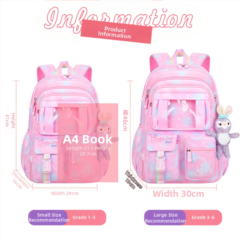 Нова ученическа чанта за ученици от началното училище, жени от 1 до 6 клас, лека защита за билото и лека детска раница с отворена врата и фентъзи хладилник