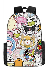 Трансгранична гореща разпродажба, 17-инчова детска раница с двоен рамен с щампа от захарен памук, голям капацитет, чанта за свободното време с щампа за ученици от началното училище