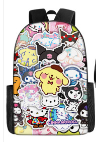 Трансгранична гореща разпродажба, 17-инчова детска раница с двоен рамен с щампа от захарен памук, голям капацитет, чанта за свободното време с щампа за ученици от началното училище