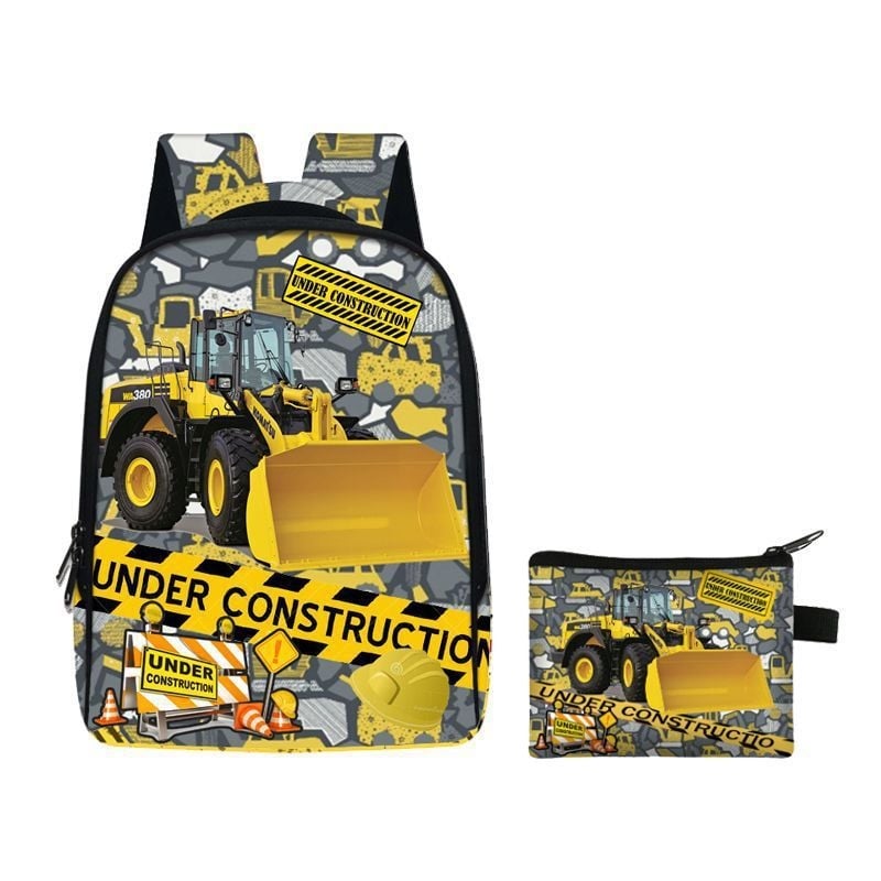 2025 Excavator transfrontalier Grădiniță Rucsac Poliester Reducere Greutate Inginerie Vehicul Ghiozdan Complet Imprimat Rucsac din două piese