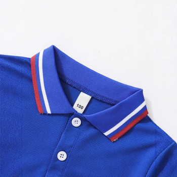 Директна доставка от фабриката през граница на склад, поло тениска за лятото и есента, ново детско облекло за момчета с къс ръкав и ревер, пет части