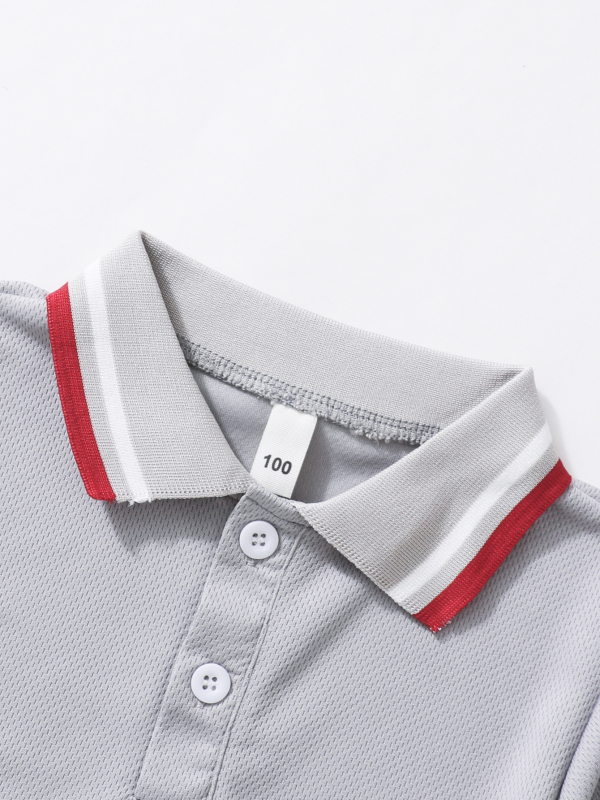 Директна доставка от фабриката през граница на склад, поло тениска за лятото и есента, ново детско облекло за момчета с къс ръкав и ревер, пет части