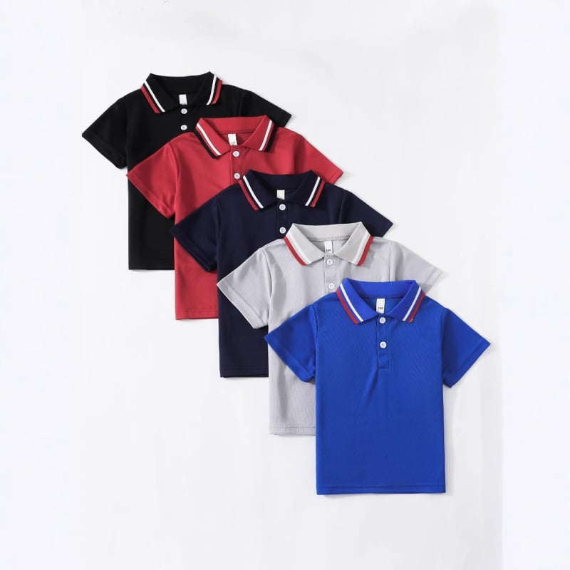 Furnizare directă din fabrică transfrontalieră în stoc, tricou POLO de vară și toamnă, îmbrăcăminte nouă pentru copii, cămașă cu mânecă scurtă și rever, cinci piese